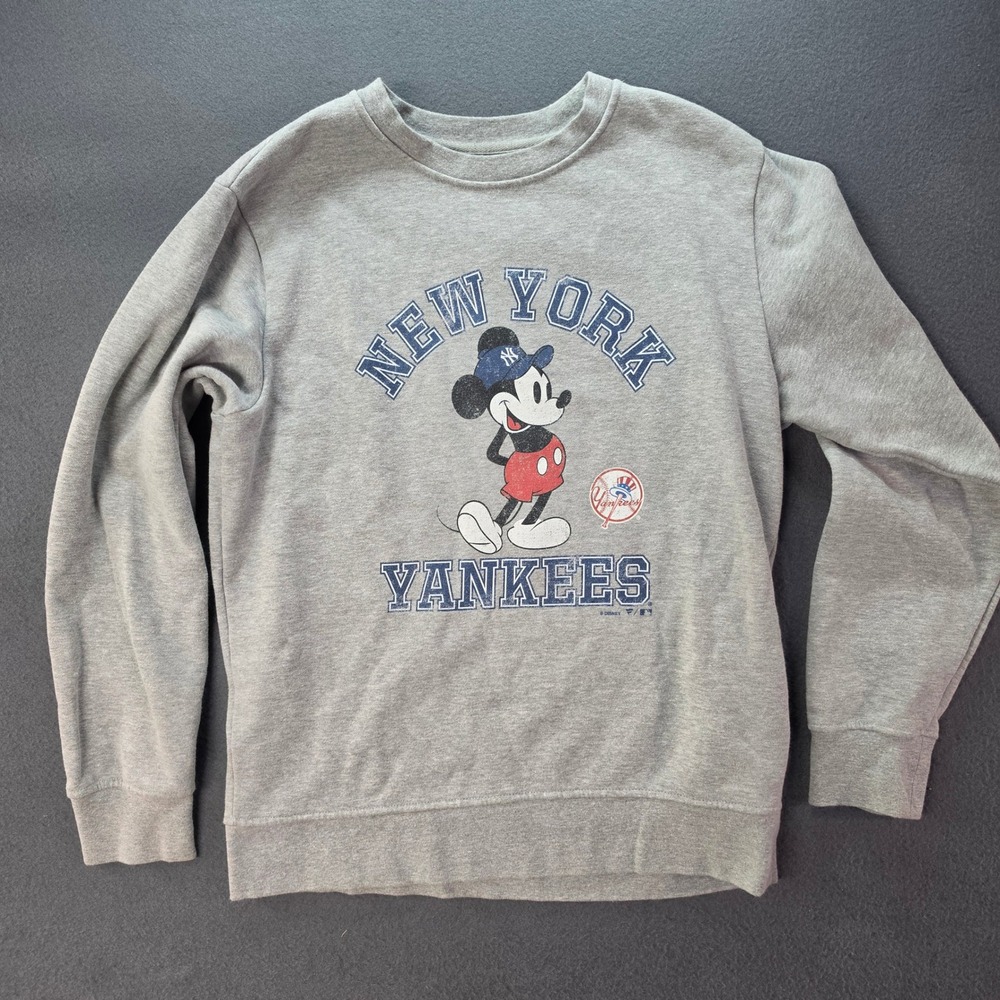 Disney New York Yankees Mickey Mouse Sweatshirt Gray Mens Large MLB Fanatics